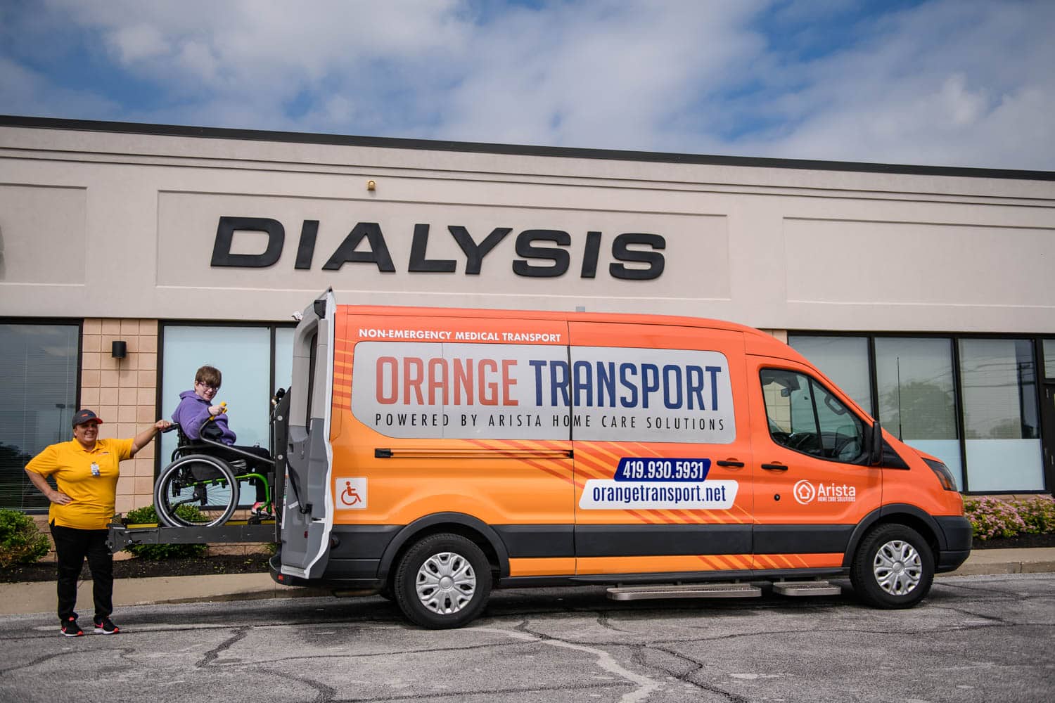 Orange Transport taking client to Dialysis